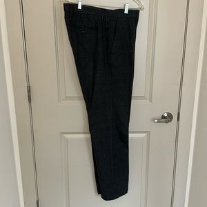 Banana Republic Kentfield dark gray glen plaid pants flat front 35 x 32